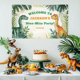 Jongens Lieve Dinosaurus Verjaardagsfeest Banner