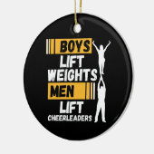 Jongens Lift Gewichten Mannen Lift Cheerleaders Ch Keramisch Ornament (Links)