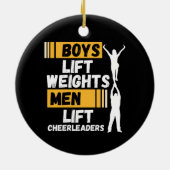 Jongens Lift Gewichten Mannen Lift Cheerleaders Ch Keramisch Ornament (Achterkant)