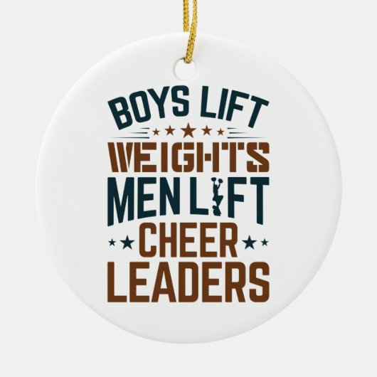 Jongens Lift Weight Mannen Lift Cheerleaders Ker Keramisch Ornament (Voorkant)