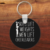 Jongens Lift Weight Mannen Lift Cheerleaders Sleutelhanger (Voorkant)