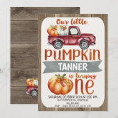 Jongens Little Pumpkin 1st Birthday Invitation Kaart (Voorkant / Achterkant)