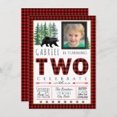 Jongens Lumberjack 2e verjaardag Uitnodigingen (Voorkant / Achterkant)