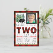 Jongens Lumberjack 2e verjaardag Uitnodigingen (Staand voorkant)