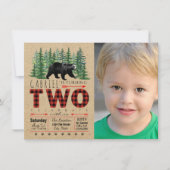Jongens Lumberjack Tweede Verjaardag Party Uitnodi Kaart (Voorkant)