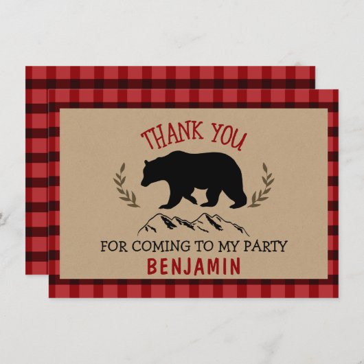 Jongens Lumberjack Verjaardag Bedankt Flat Kaart (Voorkant / Achterkant)