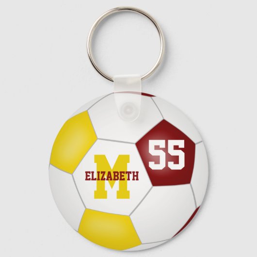 jongens maroon gold team kleuren voetbal sleutelhanger (Achterkant)