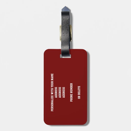 jongens maroon volleybalteam kleuren bagagelabel (Achterkant verticaal)