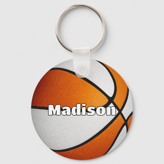 Jongens Meisjes Basketbal sinaasappel Team Kleuren Sleutelhanger (Voorkant)