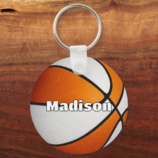 Jongens Meisjes Basketbal sinaasappel Team Kleuren Sleutelhanger (Achterkant)