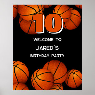 Jongens Meisjes Basketbal verjaardagsfeestje welko Poster