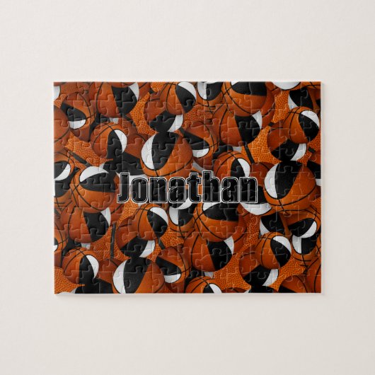 Jongens Meisjes Basketbal Zwart Wit Team Kleuren Legpuzzel (Horizontaal)