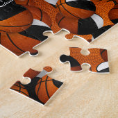 Jongens Meisjes Basketbal Zwart Wit Team Kleuren Legpuzzel (Zijkant)