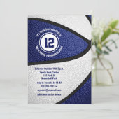 jongens meisjes blauw wit basketbalfeest kaart (Staand voorkant)