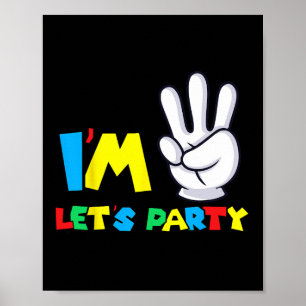 Jongens Meisjes Derde Verjaardag Shirt 3e Verjaard Poster