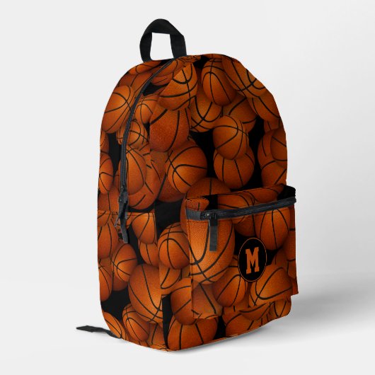 jongens meisjes gepersonaliseerde basketballen pat bedrukte rugzak (Achterkant Hoek Links)