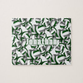 Jongens meisjes groen grijs volleybal team kleuren legpuzzel