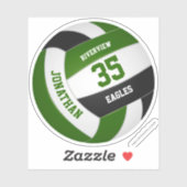 jongens meisjes groen zwart team kleuren volleybal sticker (Vel)