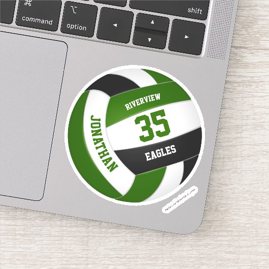 jongens meisjes groen zwart team kleuren volleybal sticker (Detail)