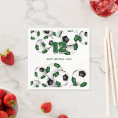 Jongens Meisjes Groen Zwart Voetbal Sport Verjaard Servet (Insitu)