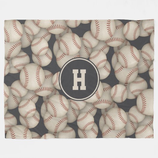 jongens meisjes honkbalsoftbalpatroon monogrammen fleece deken (Voorkant (Horizontaal))