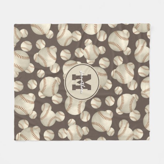 jongens meisjes honkbalsoftbalpatroon monogrammen fleece deken (Voorkant (Horizontaal))