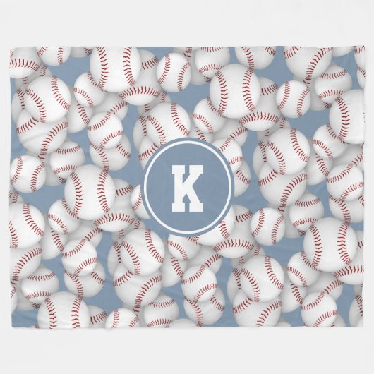 jongens meisjes honkbalsoftbalpatroon monogrammen fleece deken (Voorkant (Horizontaal))