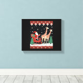 Jongens Meisjes Kerstman Giraffe slee rijdt Lelijk Canvas Afdruk (Insitu (Houten vloer))