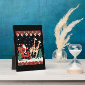 Jongens Meisjes Kerstman Giraffe slee rijdt Lelijk Fotoplaat (Zijkant)