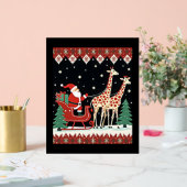 Jongens Meisjes Kerstman Rijden Giraffe Sleigh Ugl Acryl Bord (Huwelijk)