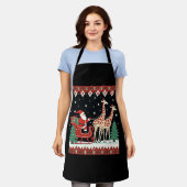 Jongens Meisjes Kerstman Rijden Giraffe Sleigh Ugl Schort (Gedragen)