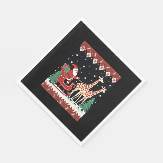 Jongens Meisjes Kerstman Rijden Giraffe Sleigh Ugl Servet (Hoek)