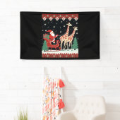 Jongens Meisjes Kerstman Rijden Giraffe Sleigh Ugl Spandoek (Insitu)