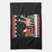 Jongens Meisjes Kerstman Rijden Giraffe Sleigh Ugl Theedoek (Verticaal)