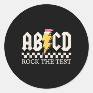 Jongens Meisjes Kinder Docenten Rock de Test ABCD Ronde Sticker