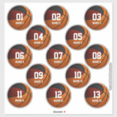 jongens meisjes maroon zwarte basketbal set van 13 sticker (Vel)