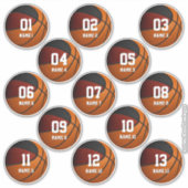 jongens meisjes maroon zwarte basketbal set van 13 sticker (Voorkant)