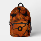 Jongens meisjes monogram basketballen patroon bedrukte rugzak (Voorkant)