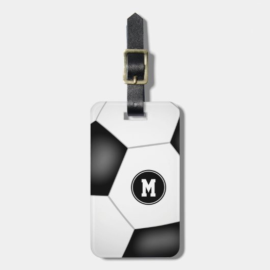 jongens meisjes monogrammen voetbaltas bagagelabel (Voorkant verticaal)