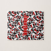 Jongens Meisjes Naam Rood Zwart Volleybal Team Kle Legpuzzel (Horizontaal)