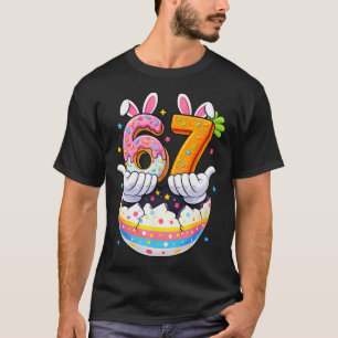 Jongens Meisjes Pasen Eieren Grappige Konijn Zes Z T-shirt