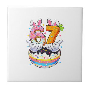 Jongens Meisjes Pasen Eieren Grappige Konijn Zes Z Tegeltje