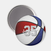 Jongens meisjes rood blauw basketbal team kleuren magneet (Voorkant / Achterkant)