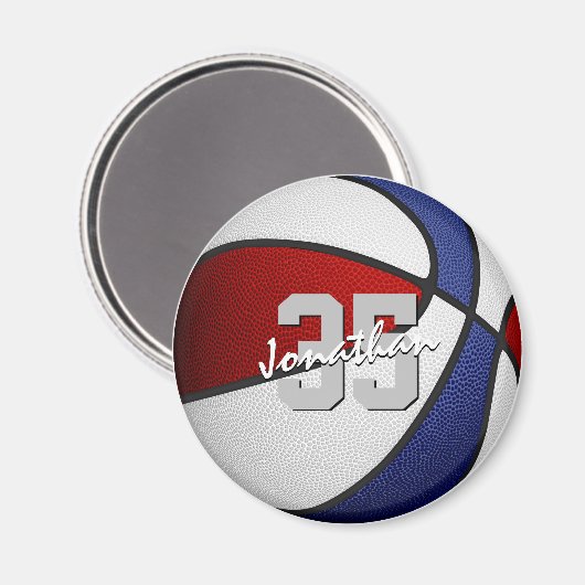 Jongens meisjes rood blauw basketbal team kleuren magneet (Voorkant / Achterkant)