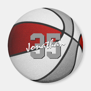 Jongens Meisjes Rood Grijs Basketbal Team Kleuren Magneet