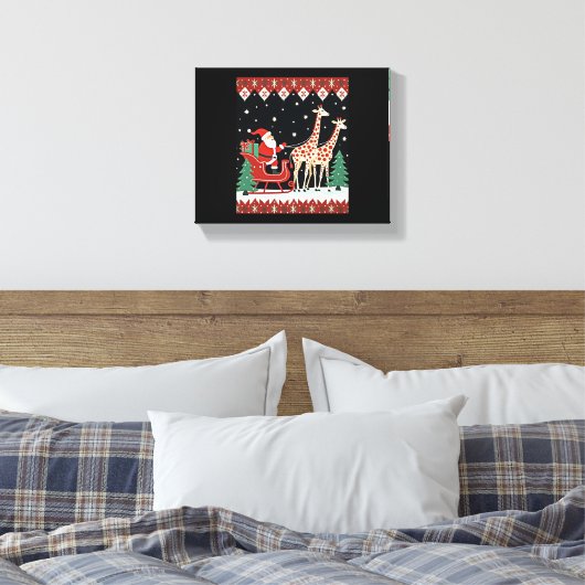 Jongens Meisjes Sinterklaas Rijdt Giraffe slee Ugl Canvas Afdruk (Insitu (Slaapkamer))