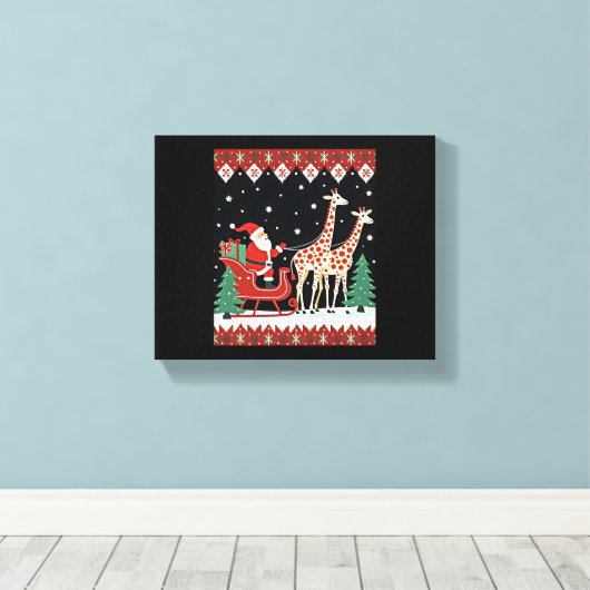 Jongens Meisjes Sinterklaas Rijdt Giraffe slee Ugl Canvas Afdruk (Insitu (Houten vloer))