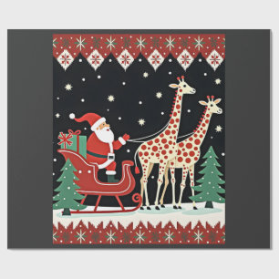 Jongens Meisjes Sinterklaasrijdende Giraffe slee U Cadeaupapier