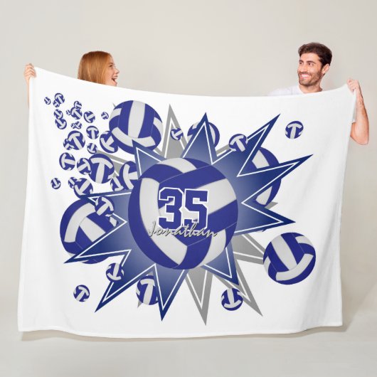 jongens meisjes sporadisch blauw witvolleybal blow fleece deken (In situ)