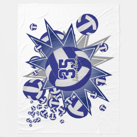 jongens meisjes sporadisch blauw witvolleybal blow fleece deken (Voorkant)